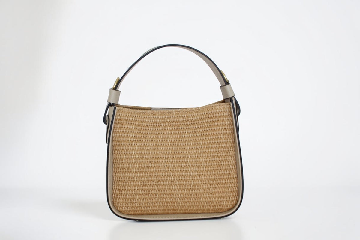 Affinée Élan Ivory handbag, straight view of the woven panel