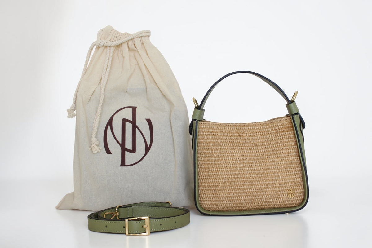 Affinée Élan Lemon handbag, with the branded dust bag and shoulder strap